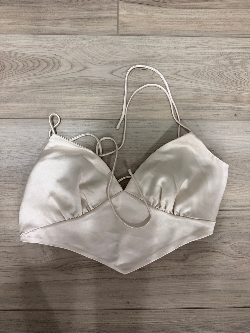 Princess Polly Satin Ivory Tie Top
